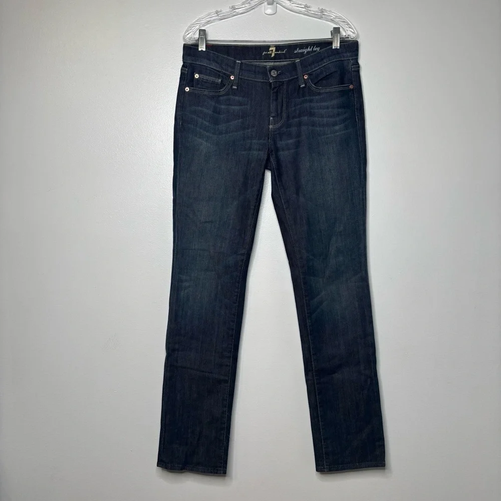 7 For All Mankind Men’s Jeans Straight Leg Dark Wash Italy Sz 30. Blue Denim